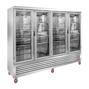 ثلاجة عرض لحوم عامودي أرفف ستانلس ستيل 4 أبواب زجاج 250 سم