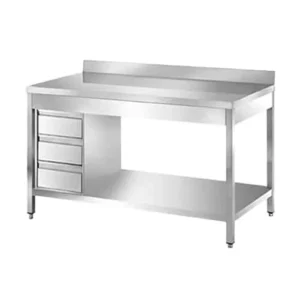 طاولة خدمة ستانلس ستيل 3 أدراج و رف سفلي 100 سم