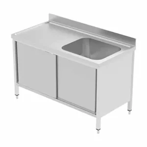 مغسلة بحوض مجلي دولاب ستانلس ستيل 120 سم