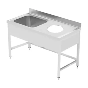 مغسلة بحوض ومرمى نفايات ستانلس ستيل 120 سم