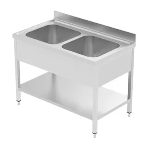 مغسلة بحوضين ستانلس ستيل 120 سم
