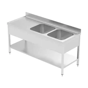 مغسلة بحوضين ومجلي ستانلس ستيل 160 سم